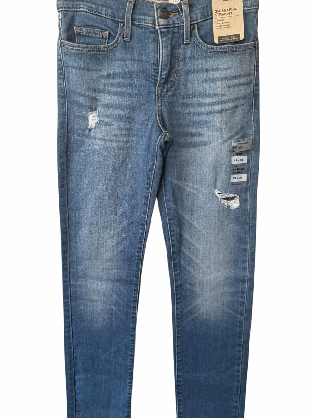 Levi's Women’s Skinny Jeans in Faded Blue with Distressed Detail